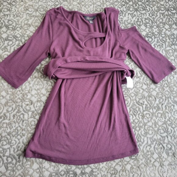 Goldray Garima Asymmetric Cold Shoulder Tops, Burgundy, Size M - Picture 12 of 12